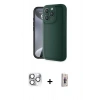 MARSİLYAN™- iPhone 16 Pro Max Kılıf Yankı Yansıma Özel Seri - Siyah Bilvis 3D Cam Ekran Koruyucu + Pers Alüminyum Kamera Lens - GS