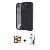 MARSİLYAN™- iPhone 16 Pro Max Kılıf Yankı Yansıma Özel Seri - Siyah Bilvis 3X AR Hayalet Cam Ekran Koruyucu + Pers Alüminyum Kamera Lens - CLTM