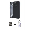 MARSİLYAN™- iPhone 16 Pro Max Kılıf Yankı Yansıma Özel Seri - Siyah Bilvis 3X AR Hayalet Cam Ekran Koruyucu + PVD Metal Kamera Lens - GD