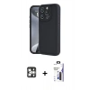 MARSİLYAN™- iPhone 16 Pro Max Kılıf Yankı Yansıma Özel Seri - Siyah Bilvis 3X AR Hayalet Cam Ekran Koruyucu + PVD Metal Kamera Lens - GS