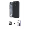 MARSİLYAN™- iPhone 16 Pro Max Kılıf Yankı Yansıma Özel Seri - Siyah Bilvis 3X AR Hayalet Cam Ekran Koruyucu + PVD Metal Kamera Lens - SH