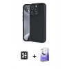 MARSİLYAN™- iPhone 16 Pro Max Kılıf Yankı Yansıma Özel Seri - Siyah Bilvis 5in1 5D Magic Hayalet Cam Ekran Koruyucu + PVD Metal Kamera Lens - SH