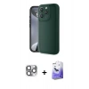 MARSİLYAN™- iPhone 16 Pro Max Kılıf Yankı Yansıma Özel Seri - Siyah Bilvis 5in1 5D Magic Hayalet Cam Ekran Koruyucu + Gri Pers Alüminyum Kamera Lens