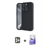 MARSİLYAN™- iPhone 16 Pro Max Kılıf Yankı Yansıma Özel Seri - Siyah Bilvis 5in1 5D Magic Hayalet Cam Ekran Koruyucu + PVD Metal Kamera Lens - GD