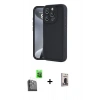 MARSİLYAN™- iPhone 16 Pro Max Kılıf Yankı Yansıma Özel Seri - Siyah Bilvis Hayalet Cam Ekran Koruyucu + Siyah Raze Metal Kamera Lens