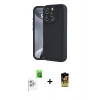 MARSİLYAN™- iPhone 16 Pro Max Kılıf Yankı Yansıma Özel Seri - Siyah Buffer Cam Ekran Koruyucu + Beyaz Raze Metal Kamera Lens