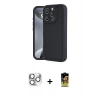 MARSİLYAN™- iPhone 16 Pro Max Kılıf Yankı Yansıma Özel Seri - Siyah Buffer Cam Ekran Koruyucu + Pers Alüminyum Kamera Lens - GS