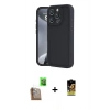 MARSİLYAN™- iPhone 16 Pro Max Kılıf Yankı Yansıma Özel Seri - Siyah Buffer Cam Ekran Koruyucu + Raze Metal Kamera Lens - CLTM