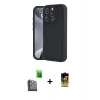MARSİLYAN™- iPhone 16 Pro Max Kılıf Yankı Yansıma Özel Seri - Siyah Buffer Cam Ekran Koruyucu + Raze Metal Kamera Lens - SH