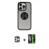 MARSİLYAN™- iPhone 16 Pro Max Kılıf Yörünge Çizgi - Şeffaf 360 Full Body Arka Koruyucu + PVD Metal Kamera Lens - GD