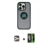 MARSİLYAN™- iPhone 16 Pro Max Kılıf Yörünge Çizgi - Şeffaf 360 Full Body Arka Koruyucu + PVD Metal Kamera Lens - GD