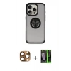 MARSİLYAN™- iPhone 16 Pro Max Kılıf Yörünge Çizgi - Şeffaf 360 Full Body Arka Koruyucu + Pers Alüminyum Kamera Lens - CLTM