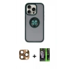 MARSİLYAN™- iPhone 16 Pro Max Kılıf Yörünge Çizgi - Şeffaf 360 Full Body Arka Koruyucu + Pers Alüminyum Kamera Lens - CLTM