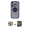 MARSİLYAN™- iPhone 16 Pro Max Kılıf Yörünge Çizgi - Şeffaf 360 Full Body Arka Koruyucu + Pers Alüminyum Kamera Lens - CLTM