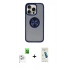 MARSİLYAN™- iPhone 16 Pro Max Kılıf Yörünge Çizgi - Şeffaf Pasifik Cam Ekran Koruyucu + Raze Metal Kamera Lens - BZ