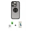 MARSİLYAN™- iPhone 16 Pro Max Kılıf Yörünge Çizgi - Şeffaf Pasifik Cam Ekran Koruyucu + Raze Metal Kamera Lens - BZ