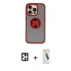 MARSİLYAN™- iPhone 16 Pro Max Kılıf Yörünge Çizgi - Şeffaf Pasifik Cam Ekran Koruyucu + PVD Metal Kamera Lens - GS