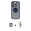 MARSİLYAN™- iPhone 16 Pro Max Kılıf Yörünge Çizgi - Şeffaf Pasifik Cam Ekran Koruyucu + PVD Metal Kamera Lens - GS
