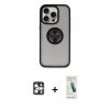 MARSİLYAN™- iPhone 16 Pro Max Kılıf Yörünge Çizgi - Şeffaf Pasifik Cam Ekran Koruyucu + PVD Metal Kamera Lens - GS
