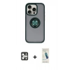 MARSİLYAN™- iPhone 16 Pro Max Kılıf Yörünge Çizgi - Şeffaf Pasifik Cam Ekran Koruyucu + PVD Metal Kamera Lens - GS