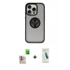 MARSİLYAN™- iPhone 16 Pro Max Kılıf Yörünge Çizgi - Şeffaf Pasifik Cam Ekran Koruyucu + Raze Metal Kamera Lens - NLGY