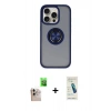 MARSİLYAN™- iPhone 16 Pro Max Kılıf Yörünge Çizgi - Şeffaf Pasifik Cam Ekran Koruyucu + Raze Metal Kamera Lens - NLGY