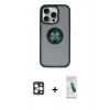 MARSİLYAN™- iPhone 16 Pro Max Kılıf Yörünge Çizgi - Şeffaf Pasifik Cam Ekran Koruyucu + PVD Metal Kamera Lens - GD
