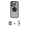 MARSİLYAN™- iPhone 16 Pro Max Kılıf Yörünge Çizgi - Şeffaf Pasifik Cam Ekran Koruyucu + PVD Metal Kamera Lens - GD