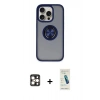 MARSİLYAN™- iPhone 16 Pro Max Kılıf Yörünge Çizgi - Şeffaf Pasifik Cam Ekran Koruyucu + PVD Metal Kamera Lens - GD