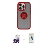 MARSİLYAN™- iPhone 16 Pro Max Kılıf Yörünge Çizgi - Şeffaf Pasifik Cam Ekran Koruyucu + Siyah Bilvis Titan Kamera Lens