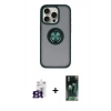 MARSİLYAN™- iPhone 16 Pro Max Kılıf Yörünge Çizgi - Siyah 360 Mat Full Body Arka Koruyucu + Bilvis Titan Kamera Lens - TMGI