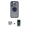 MARSİLYAN™- iPhone 16 Pro Max Kılıf Yörünge Çizgi - Siyah 360 Mat Full Body Arka Koruyucu + Pers Alüminyum Kamera Lens - GI
