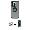 MARSİLYAN™- iPhone 16 Pro Max Kılıf Yörünge Çizgi - Siyah 360 Mat Full Body Arka Koruyucu + Pers Alüminyum Kamera Lens - GI