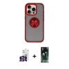 MARSİLYAN™- iPhone 16 Pro Max Kılıf Yörünge Çizgi - Siyah 360 Mat Full Body Arka Koruyucu + Bilvis Titan Kamera Lens - GS
