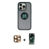 MARSİLYAN™- iPhone 16 Pro Max Kılıf Yörünge Çizgi - Siyah 360 Mat Full Body Arka Koruyucu + Pers Alüminyum Kamera Lens - CLTM