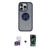 MARSİLYAN™- iPhone 16 Pro Max Kılıf Yörünge Çizgi - Siyah 360 Mat Full Body Arka Koruyucu + Bilvis Titan Kamera Lens - SH