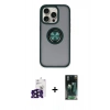 MARSİLYAN™- iPhone 16 Pro Max Kılıf Yörünge Çizgi - Siyah 360 Mat Full Body Arka Koruyucu + Bilvis Titan Kamera Lens - SH