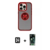 MARSİLYAN™- iPhone 16 Pro Max Kılıf Yörünge Çizgi - Siyah 360 Mat Full Body Arka Koruyucu + Siyah PVD Metal Kamera Lens