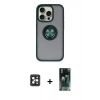 MARSİLYAN™- iPhone 16 Pro Max Kılıf Yörünge Çizgi - Siyah 360 Mat Full Body Arka Koruyucu + Siyah PVD Metal Kamera Lens