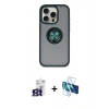 MARSİLYAN™- iPhone 16 Pro Max Kılıf Yörünge Çizgi - Siyah 3D Antistatik Cam Ekran Koruyucu + Bilvis Titan Kamera Lens - TMGI