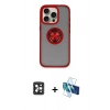 MARSİLYAN™- iPhone 16 Pro Max Kılıf Yörünge Çizgi - Siyah 3D Antistatik Cam Ekran Koruyucu + PVD Metal Kamera Lens - SH