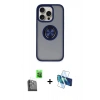MARSİLYAN™- iPhone 16 Pro Max Kılıf Yörünge Çizgi - Siyah 3D Antistatik Cam Ekran Koruyucu + Raze Metal Kamera Lens - SH