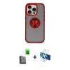 MARSİLYAN™- iPhone 16 Pro Max Kılıf Yörünge Çizgi - Siyah 3D Antistatik Cam Ekran Koruyucu + Raze Metal Kamera Lens - SH