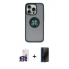 MARSİLYAN™- iPhone 16 Pro Max Kılıf Yörünge Çizgi - Siyah 3D Antistatik Hayalet Cam Ekran Koruyucu + Bilvis Titan Kamera Lens - GS