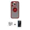 MARSİLYAN™- iPhone 16 Pro Max Kılıf Yörünge Çizgi - Siyah 3D Antistatik Hayalet Cam Ekran Koruyucu + Pers Alüminyum Kamera Lens - GS
