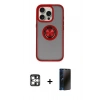 MARSİLYAN™- iPhone 16 Pro Max Kılıf Yörünge Çizgi - Siyah 3D Antistatik Hayalet Cam Ekran Koruyucu + PVD Metal Kamera Lens - GS