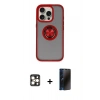 MARSİLYAN™- iPhone 16 Pro Max Kılıf Yörünge Çizgi - Siyah 3D Antistatik Hayalet Cam Ekran Koruyucu + PVD Metal Kamera Lens - GD