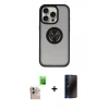 MARSİLYAN™- iPhone 16 Pro Max Kılıf Yörünge Çizgi - Siyah 3D Antistatik Hayalet Cam Ekran Koruyucu + Raze Metal Kamera Lens - NLGY