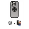 MARSİLYAN™- iPhone 16 Pro Max Kılıf Yörünge Çizgi - Siyah 3D Antistatik Mat Seramik Nano Ekran Koruyucu + Pers Alüminyum Kamera Lens - GI