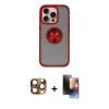 MARSİLYAN™- iPhone 16 Pro Max Kılıf Yörünge Çizgi - Siyah 3D Antistatik Mat Seramik Nano Ekran Koruyucu + Pers Alüminyum Kamera Lens - CLTM
